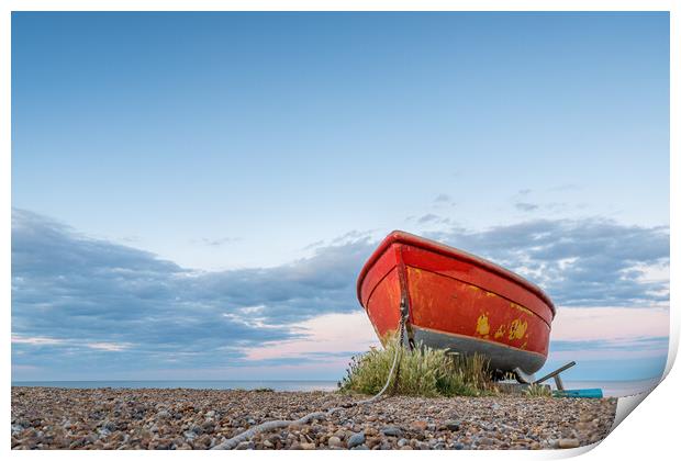 Red fishing boat at Dunwich Print by Jason Wells