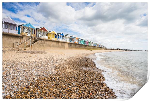 Southwold beach huts next to the pier Print by Jason Wells