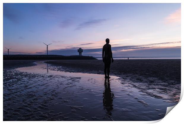 Day turns to night on the beach at Crosby Print by Jason Wells