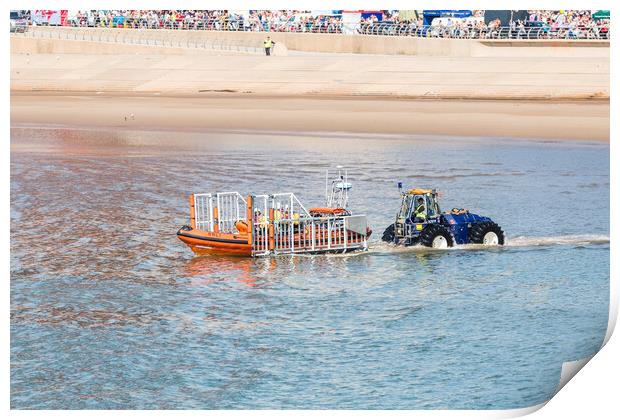 Life boat being launched from its semi submersible tractor Print by Jason Wells
