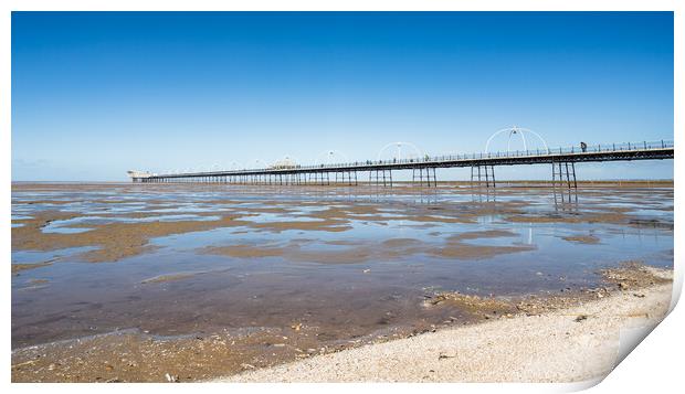 Pools of water in front of Southport Pier Print by Jason Wells