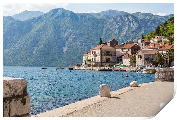 The quayside in Perast Print by Jason Wells