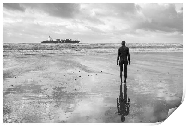 Iron Man watching a container ship passing by Print by Jason Wells