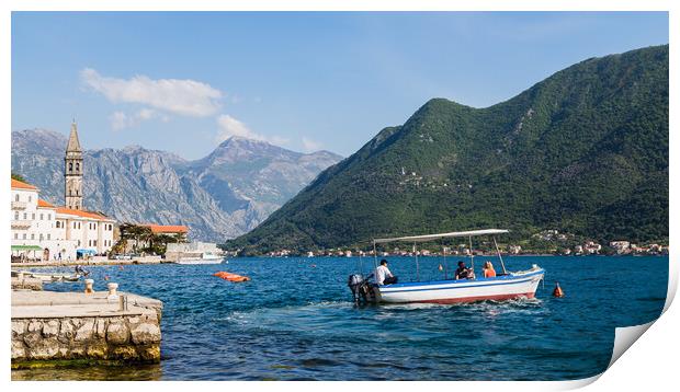 Tourist boat leaving Perast Print by Jason Wells