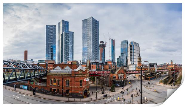 Manchester Deansgate panorama Print by Jason Wells