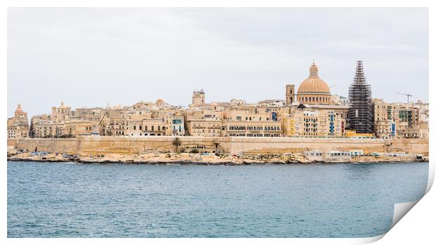 Valletta waterfront from Marsamxett Harbour Print by Jason Wells