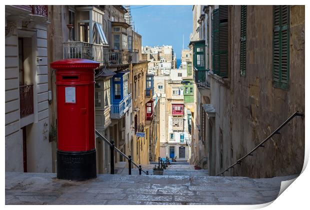 Valletta's Iconic Red Post Box Print by Jason Wells