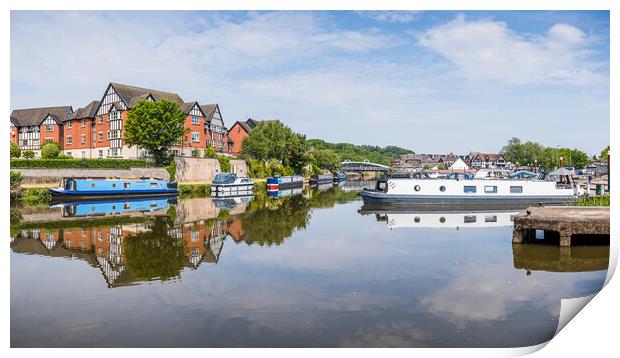 Panorama of colourful narrow boats reflecting on t Print by Jason Wells