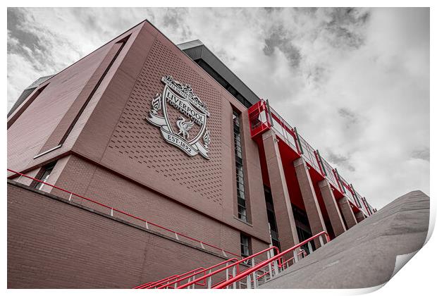 Looking up at the Main Stand at Anfield Print by Jason Wells