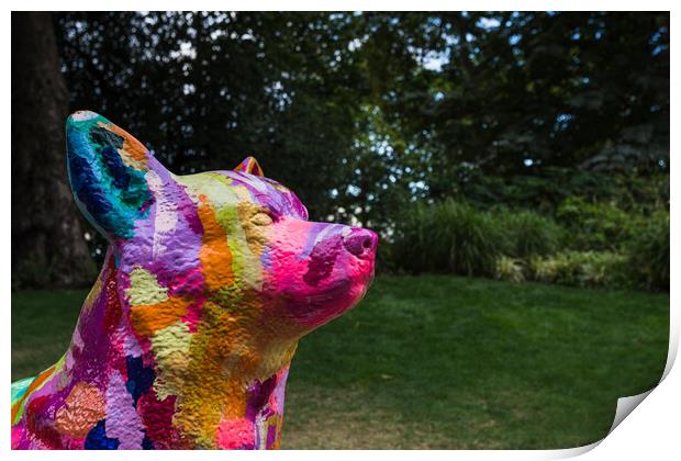 Multi coloured Corgi dog Print by Jason Wells