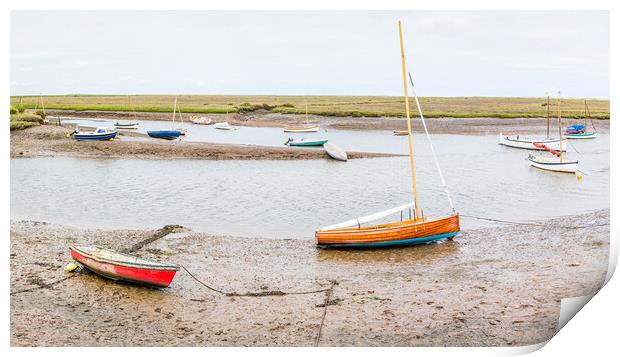 Boats line Burnham Overy Staithe Print by Jason Wells