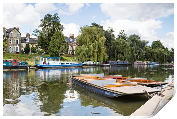 Pair of punts on the River Cam in Cambridge Print by Jason Wells