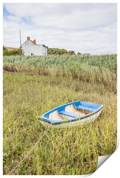Boat tied at Brancaster Staithe Print by Jason Wells