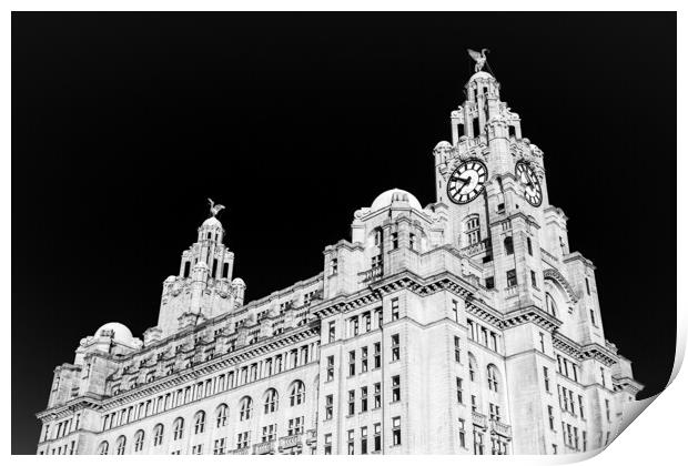 Royal Liver Building in monochrome Print by Jason Wells