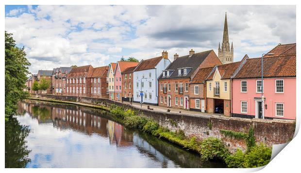 Colourful houses along the River Wensum Print by Jason Wells