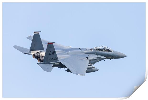 F-15E Strike Eagle banks after take off Print by Jason Wells