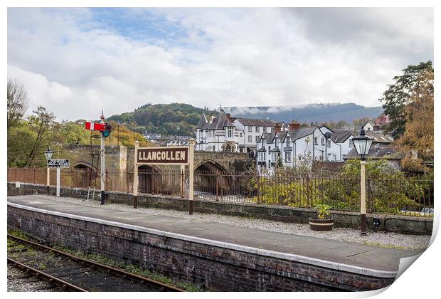 Llangollen Railway station and Llangollen Bridge Print by Jason Wells