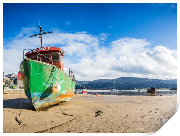Fishing boat at low tide Print by Jason Wells