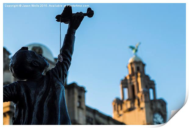  Boy opposite the Liver Building Print by Jason Wells