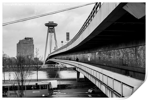 Looking alongside the UFO Bridge during the day Print by Jason Wells