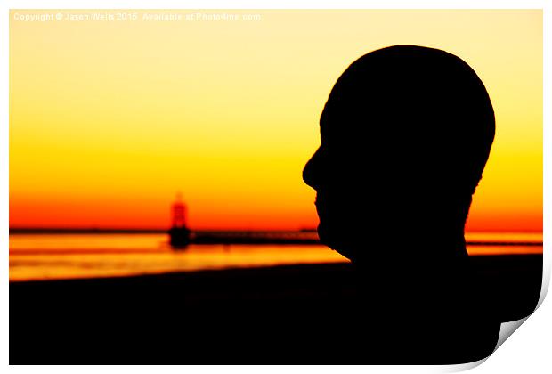 Silhouette of an Iron Man at sunset  Print by Jason Wells