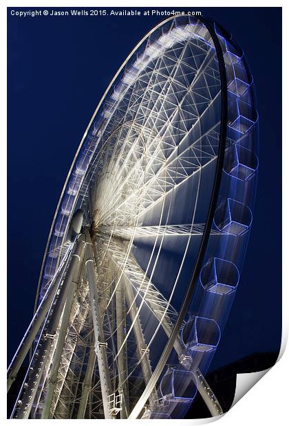 Portrait image of the Liverpool wheel Print by Jason Wells