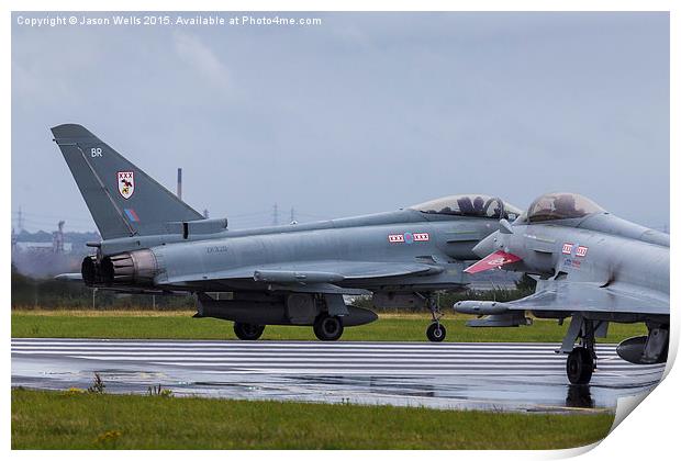 Pair of RAF Typhoons on the runway Print by Jason Wells