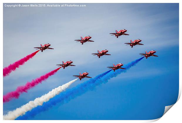 Red Arrows in tight formation Print by Jason Wells