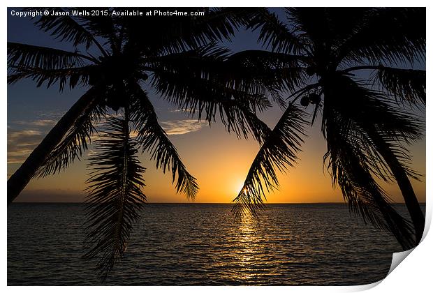 Sunrise on the coast of Cayo Guillermo Print by Jason Wells