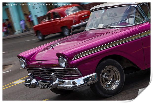 American classical car on the streets of Havana Print by Jason Wells