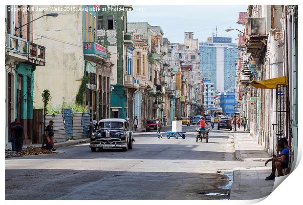 Busy street in Centro Havana Print by Jason Wells