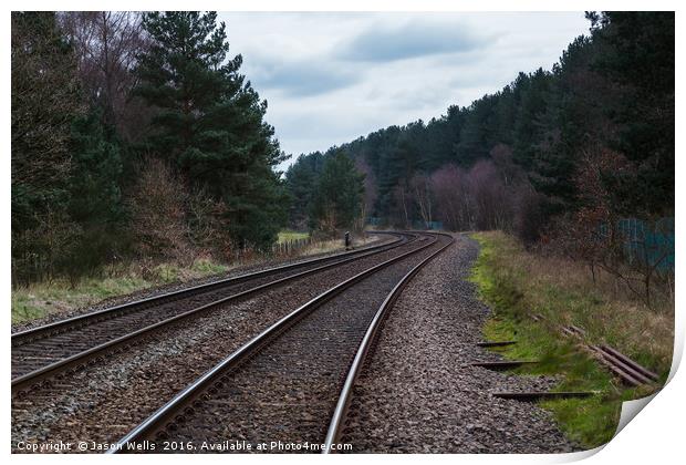 Train line next to Santon Warren in Norfolk Print by Jason Wells