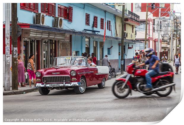 Tourists travel through Havana Print by Jason Wells