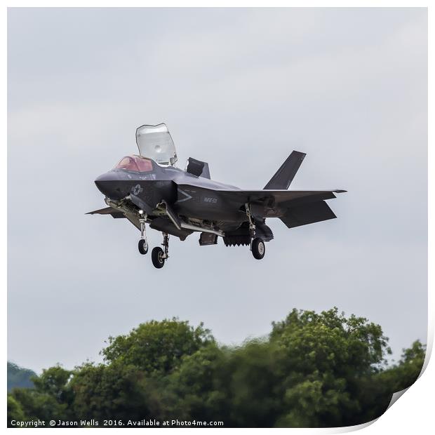 Square crop of the Lightning II landing vertically Print by Jason Wells