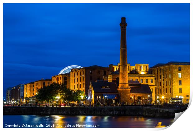 The Albert Dock during the blue hour Print by Jason Wells