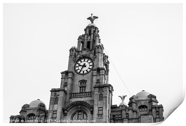 Liverbirds above Liverpool Print by Jason Wells