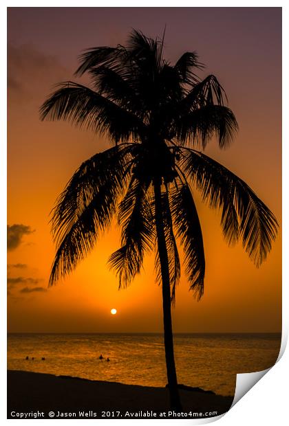 Caribbean sunset Print by Jason Wells