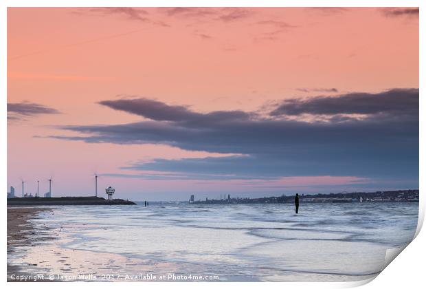 Water rushes in on Crosby beach Print by Jason Wells