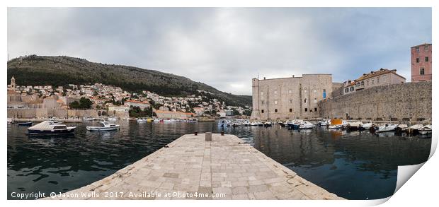 Panorama of Dubrovnik's old harbour Print by Jason Wells