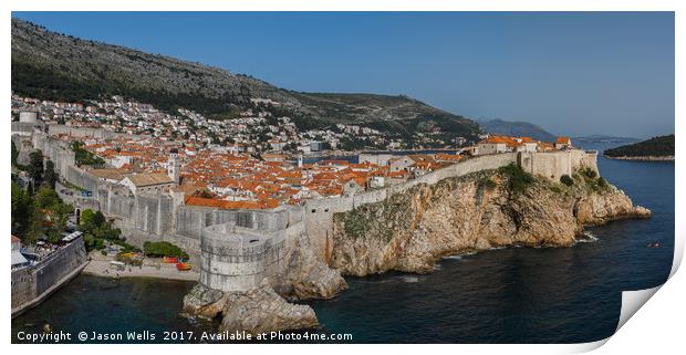 Dubrovnik city walls panorama Print by Jason Wells