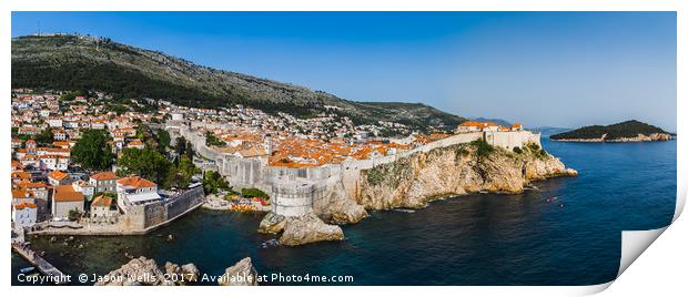 Dubrovnik old town panorama Print by Jason Wells