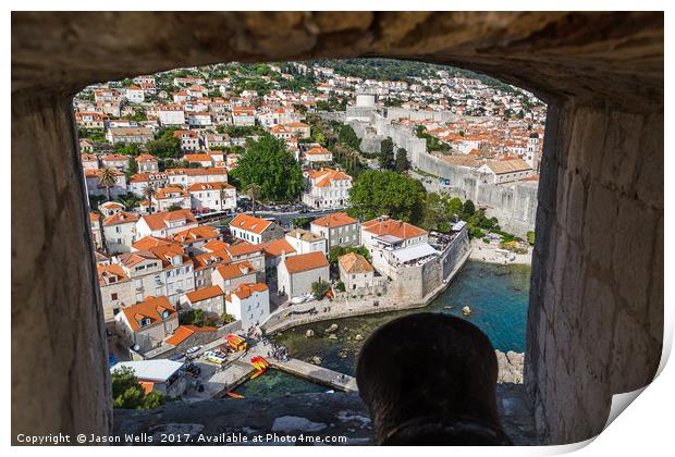 Cannon faces inland at Dubrovnik Print by Jason Wells