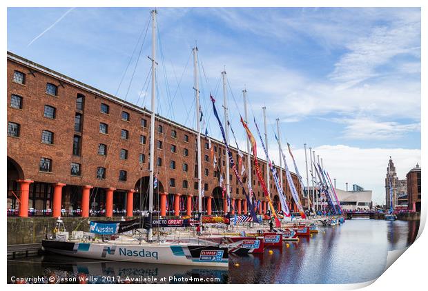 Clipper boats lined up waiting for the start of th Print by Jason Wells