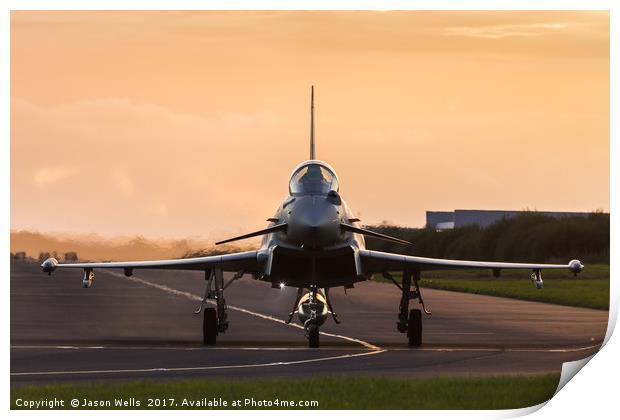RAF Typhoon taxis out at sunset Print by Jason Wells