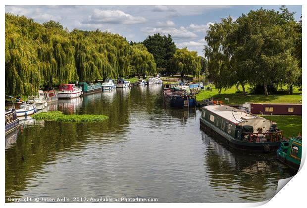 Boats line the river side of the River Great Ouse Print by Jason Wells