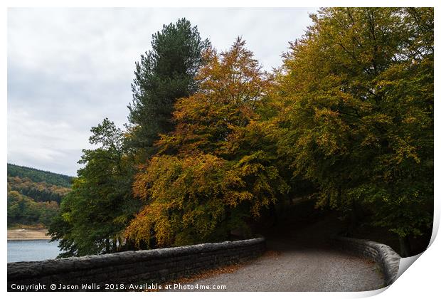 Derwent Reservoir at autumn Print by Jason Wells