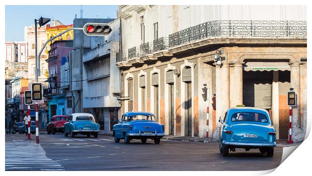 Trio of blue classical cars Print by Jason Wells
