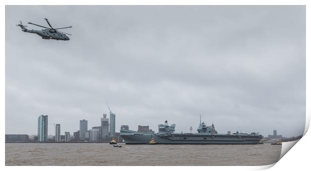 Panorama of HMS Prince of Wales on the Liverpool w Print by Jason Wells
