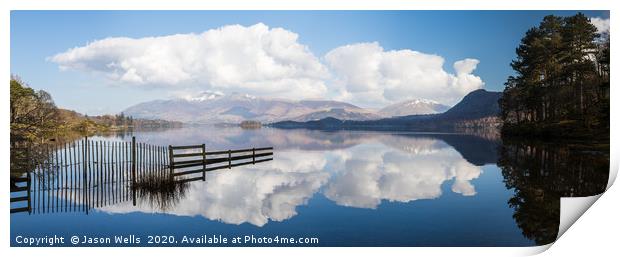 Skiddaw and clouds reflection Print by Jason Wells