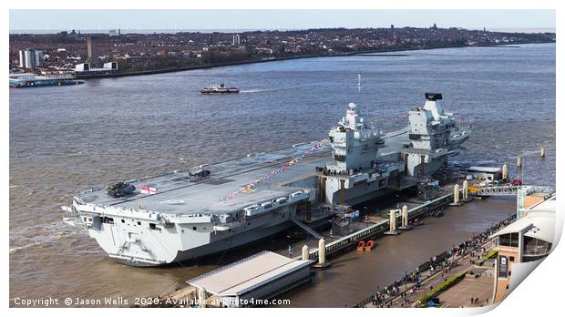 Panorama of HMS Prince of Wales on the Liverpool w Print by Jason Wells